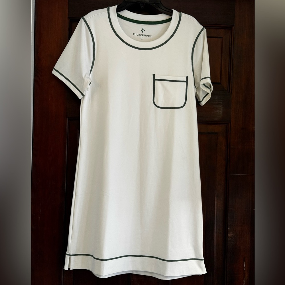 Tuckernuck White Mini Dress with Green Accents